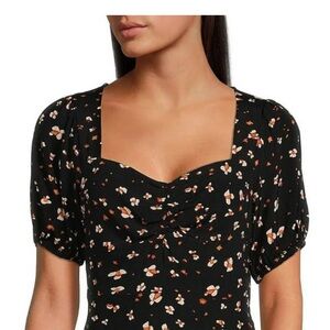 NEW Sanctuary Dark Oak Floral Sweetheart Neck Tie Back Sheath Dress Size 6